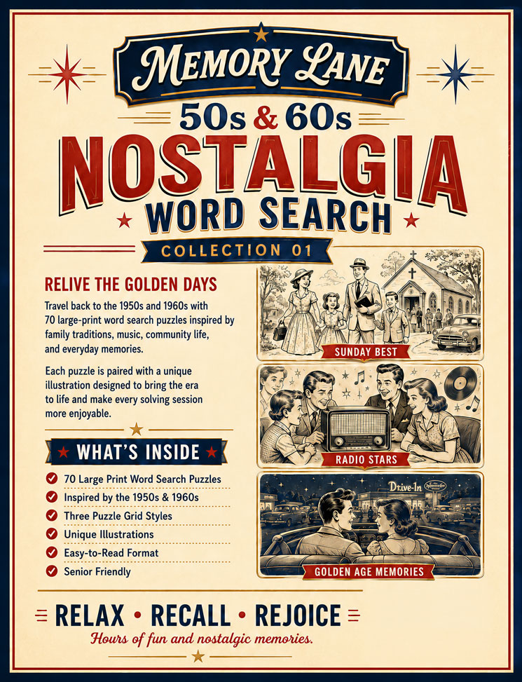 Memory Lane Word Search Cover Rückseite