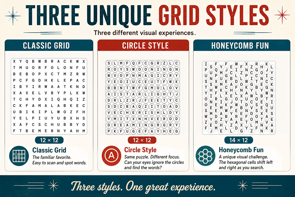 Drei Gitter-Stile